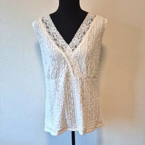 Style & Co. Coquette Girl Style White Lace V-Neck Blouse Sz 3X Gently Loved